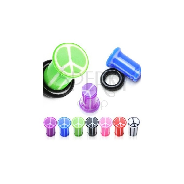 UV Ohrplug mit Friedenssymbol, Marmoroptik und Gummiring
