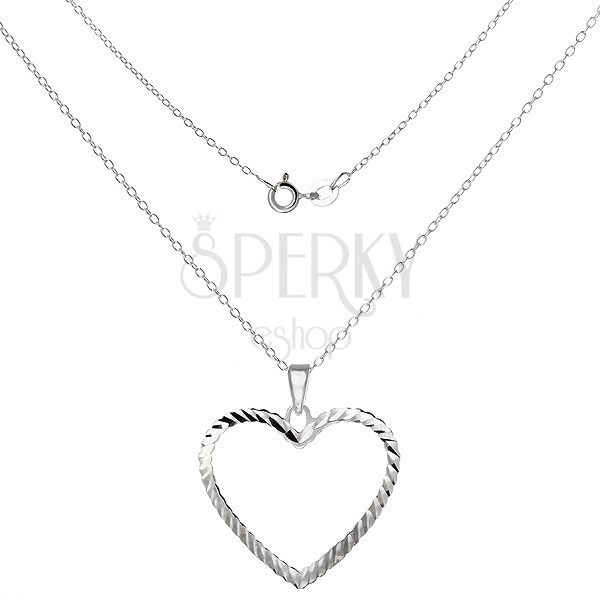 Halskette Silber 925 - glänzende Kette mit Herzkontur