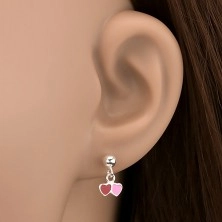 Silberne Ohrringe 925 - bunte herzförmige Ohrhänger