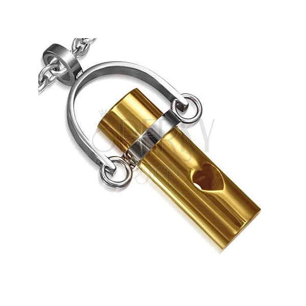 Edelstahlanhänger - goldener Zylinder, herzförmige Aussparung