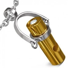 Edelstahlanhänger - goldener Zylinder, herzförmige Aussparung