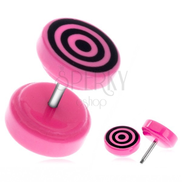 Falscher Acryl Plug - pink Scheiben mit Kreisen