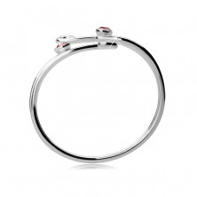 Ring aus Silber 925 - zwei rosa Zirkonia-Steine - Schleifen