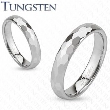 Ring aus Tungstein - silberner Ehering, geschleift - Sechskante