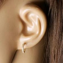 Goldene Ohrringe 585 - anstechende Halbkreise, Zirkone