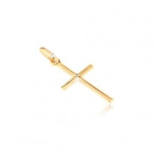 Goldener 14K Anhänger - kleines glänzendes Kreuz mit graviertem X