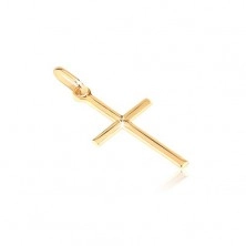 Goldener Anhänger - kleines glänzendes Kreuz mit graviertem X