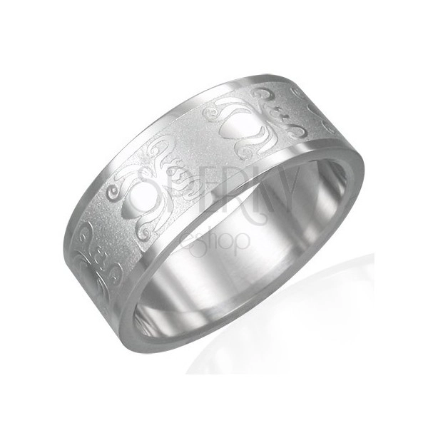 Ring aus 316L Stahl mit matt-glänzender Oberfläche - Käfer, 8 mm
