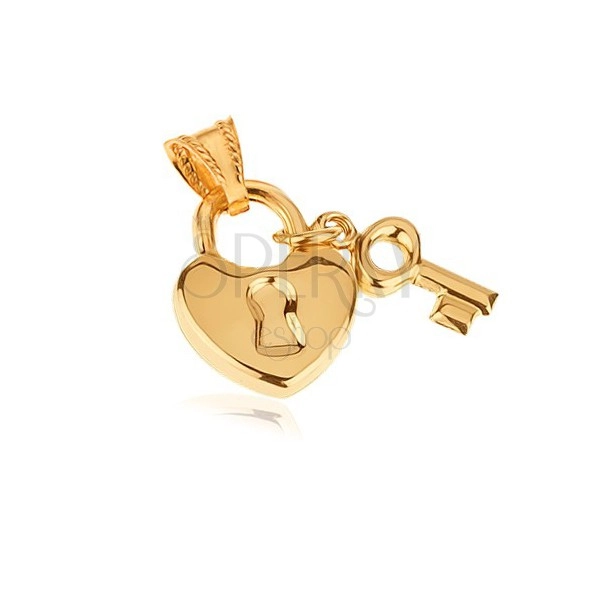 Goldanhänger - ein Herzschloss mit Schlüssel