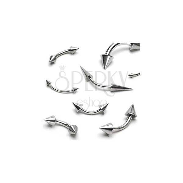 Stahl Augenbrauenpiercing - zwei glänzende spitze Stacheln