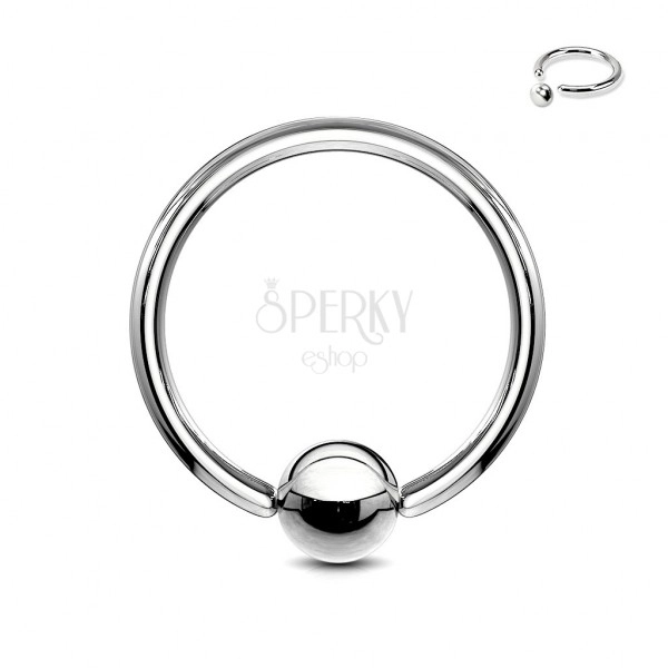 Stahl Piercing - Kreis und Kugel in silberner Farbe, Breite 1,6 mm