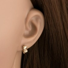 Ohrringe aus Gold - breite Linie, zwei klare Zirkone