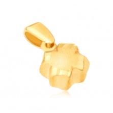 14K Goldschmuck - 3D Glücksklee, Satinoberfläche, Rillenkanten