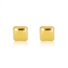 Goldene Ohrringe - glänzende Quadrate mit leicht vorstehender Oberfläche
