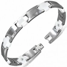 Armband aus Wolframkomponenten, weiße keramische Kreuze