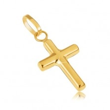 Goldener Anhänger - kleines lateinisches Kreuz, spiegelglatt