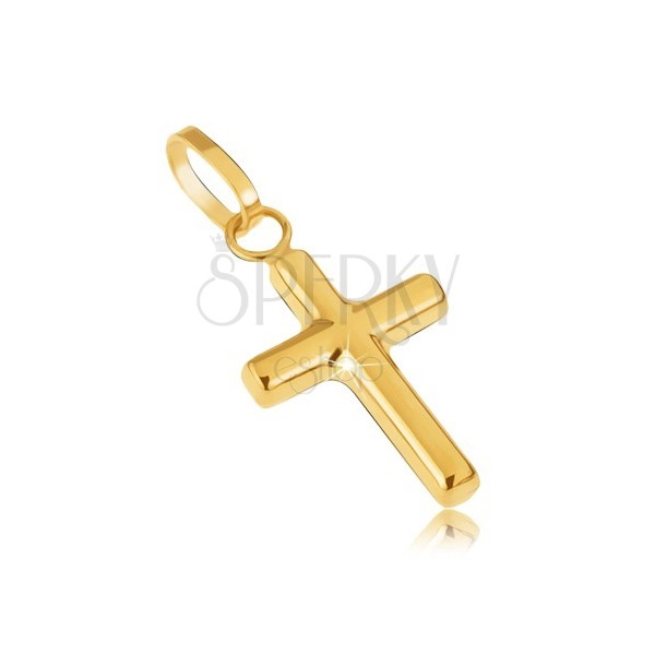 Goldener Anhänger - kleines lateinisches Kreuz, spiegelglatt