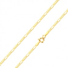 Goldkette - drei ovale Glieder, ein längliches Glied, glänzend, 450 mm