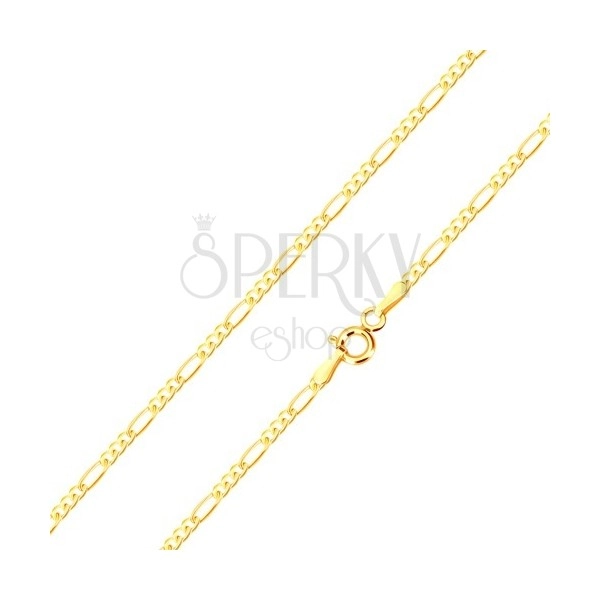 Goldkette - drei ovale Glieder, ein längliches Glied, glänzend, 450 mm