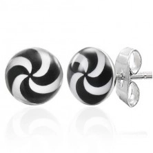 Ohrringe aus Chirurgenstahl - hypnotisierende schwarz-weiße Spirale