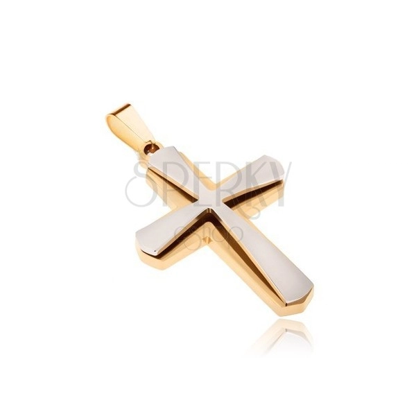 Anhänger aus Chirurgenstahl, ein goldenes und ein kleineres Silberkreuz
