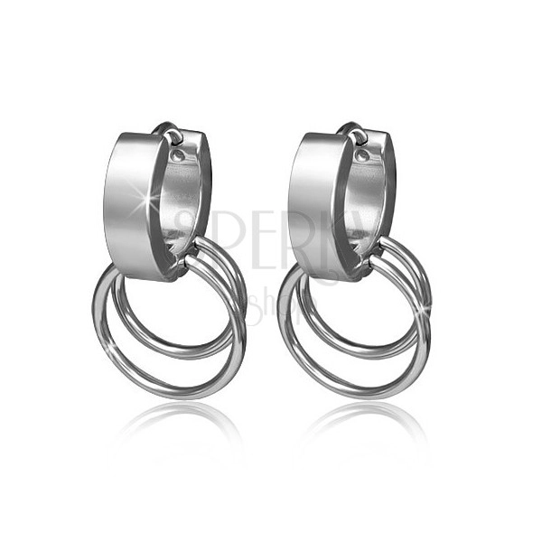 Runde Ohrringe aus Edelstahl mit zwei Ringen