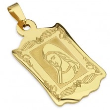 Goldenes Stahl Medaillon, schmückende Gravur der Madonna Abbildung 