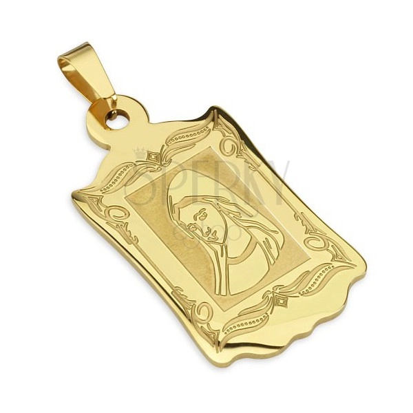 Goldenes Stahl Medaillon, schmückende Gravur der Madonna Abbildung 