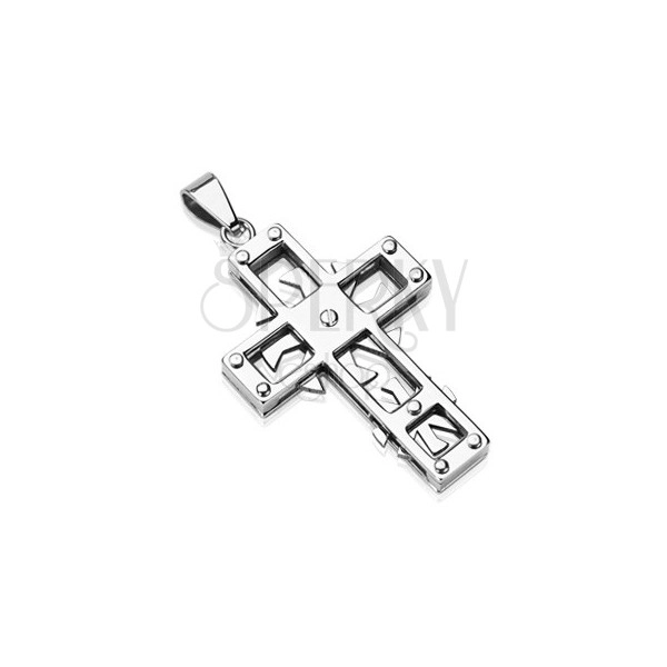 Edelstahlanhänger - Kreuz mit Zahnrädern