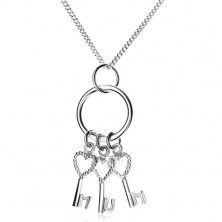 Silber 925 Collier - Kette und drei Schlüssel auf einem Kreis, MUM