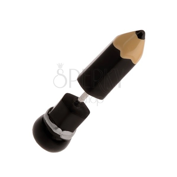 Fake Plug fürs Ohr aus Akryl, schwarzer glänzender Bleistift