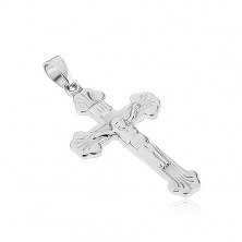 Edelstahlanhänger - strukturiertes Kreuz mit Jesus