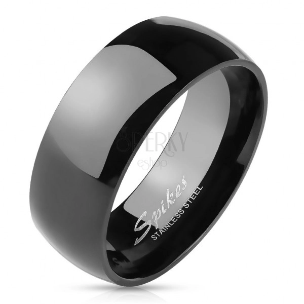 Edelstahlring in schwarzer Farbe, glänzende und glatte Oberfläche, 8 mm
