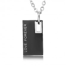 Halsketten aus 316L Stahl, zweifarbige Plättchen mit Aufschrift "LOVE FOREVER"