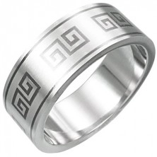 Ring aus Edelstahl geschmückt mit griechischem Motiv