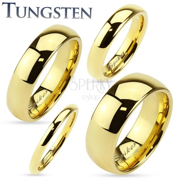 Tungsten-Ring in goldener Farbe, glänzende und glatte Oberfläche, 2 mm