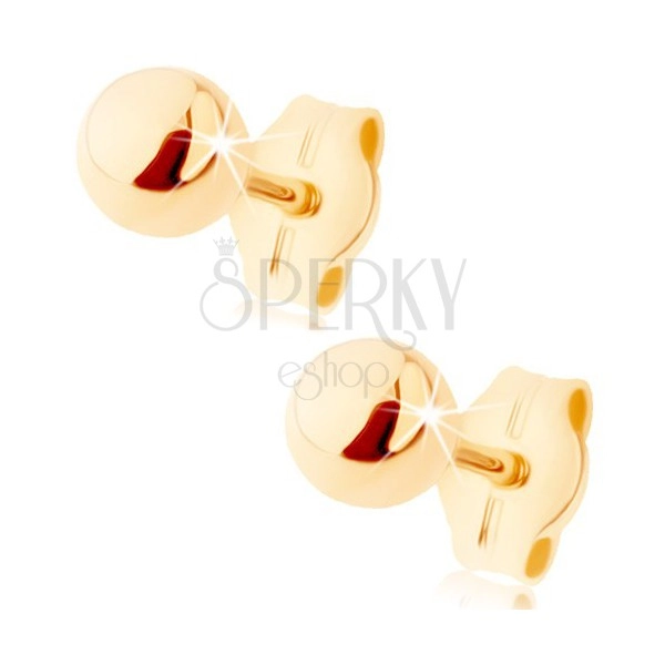Goldene 375 Ohrstecker - kleine glänzende Kugel
