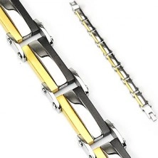 Armband aus Chirurgenstahl, dreifarbige Glieder mit gewölbter Mitte