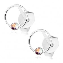 Ohrringe aus 925 Silber, Kreis, Swarovski Kristall mit Regenbogenglanz