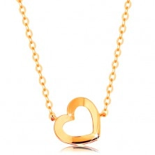 Halskette in 14K Gelbgold - kleine Herzkontur, glänzendes Kettchen