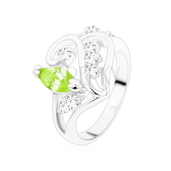 Glänzender Ring, Ornament mit geschliffenem grünlich gelbem Korn