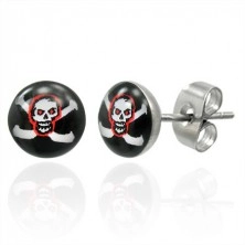 Runde Ohrringe aus Stahl - Piratenmotiv