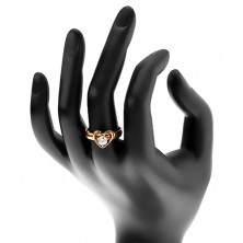 Goldfarbener Ring aus Edelstahl, Herzumriss mit rundem Zirkon