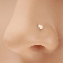 9K Goldpiercing für die Nase - klarer glänzender Zirkon, 1,5 mm