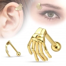 Edelstahlpiercing für Ohr oder Augenbraue, Hand des Skeletts, verschieden Farben