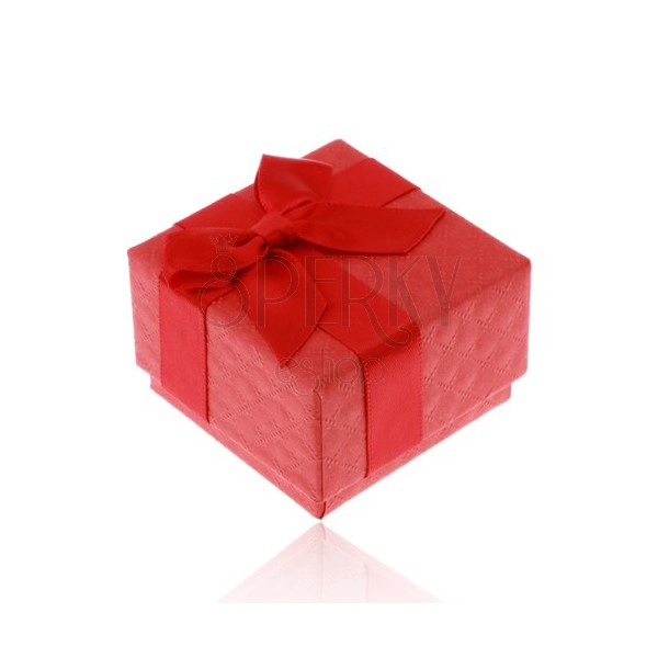 Rote Geschenkschachtel für Ring, Anhänger oder Ohrringe, glänzende Schleife