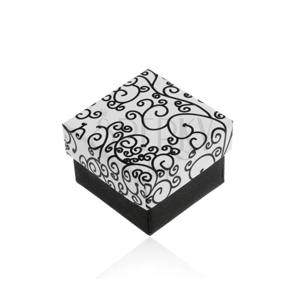 Schwarz-weiße Schachtel für Ohrringe, Anhänger oder Ring, Spiralenmuster