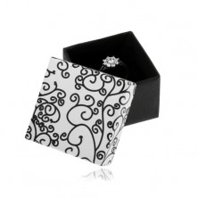 Schwarz-weiße Schachtel für Ohrringe, Anhänger oder Ring, Spiralenmuster