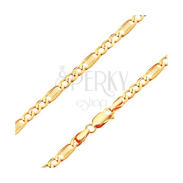 Armband aus 14K Gelbgold - drei ovale Glieder und ein Gitterglied, 180 mm