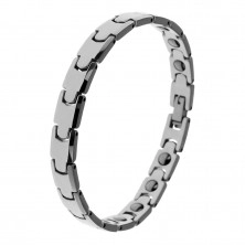 Armband aus Tungsten in silberner Farbe, glatte glänzende Y-Glieder, Magnete
